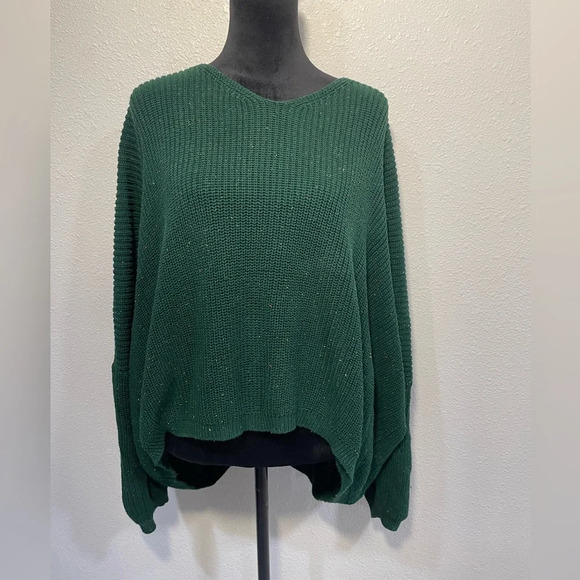 Andrée by Unit Forest Green Speckled Oversized Knit Sweater - Size Large - Picture 2 of 8